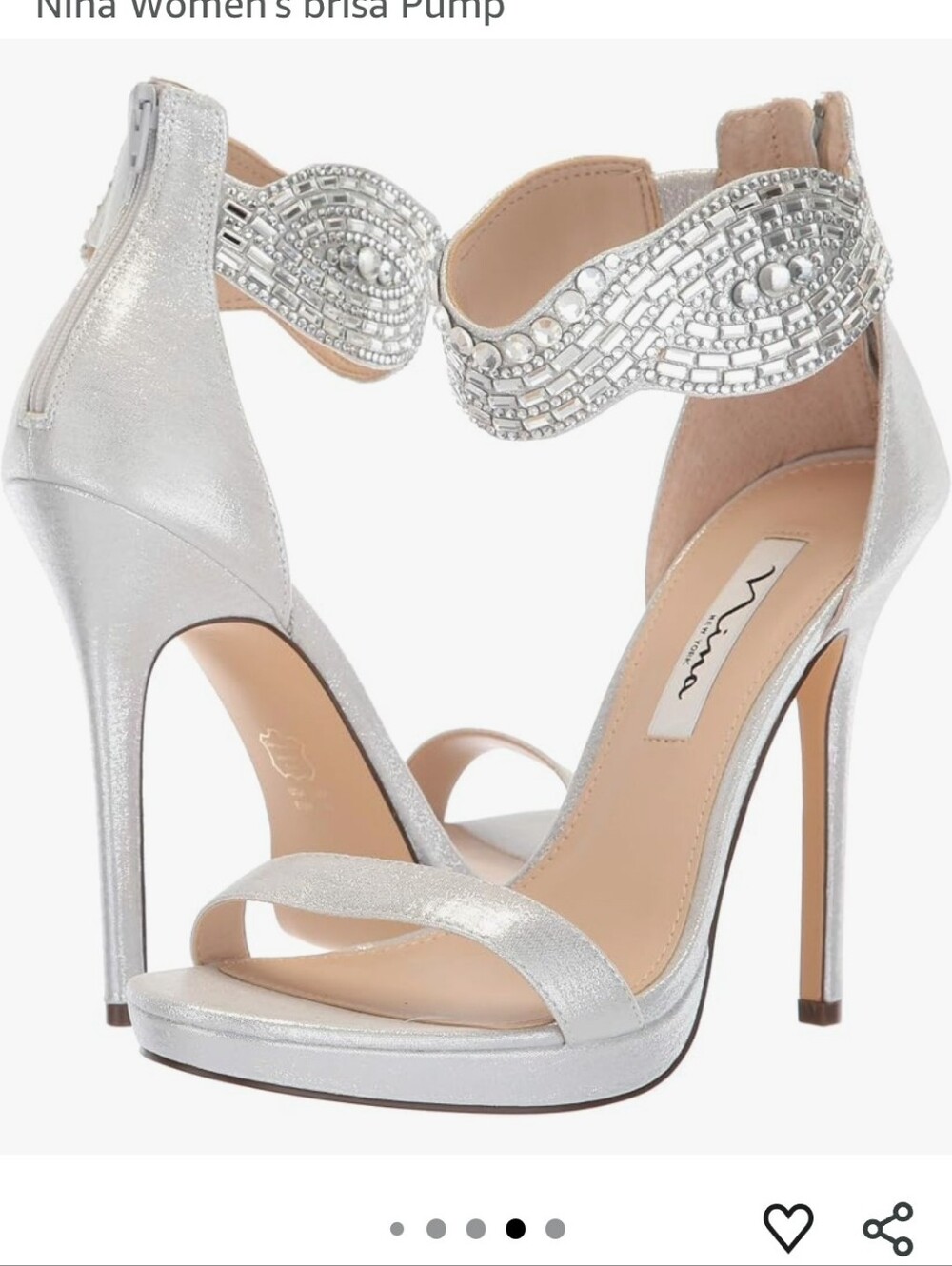 Nina New York  Silver Mirror  Ankle-Strap Sandals Size 9 -like New